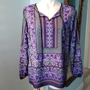Kim Gravel Belle Boho Chic  Blouse With Jeweled Tassel